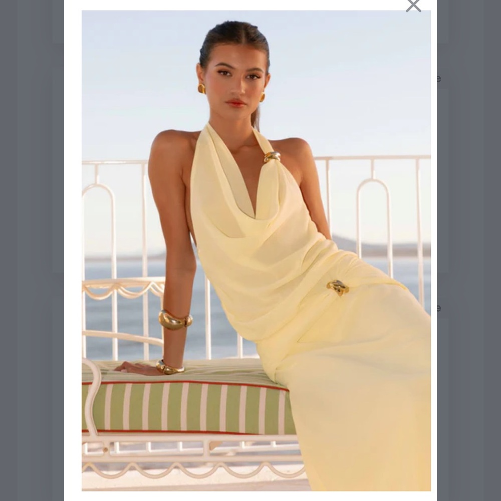 Elegant Yellow Halter Maxi Dress